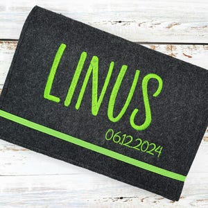 U-Heft Hülle aus Filz hellgrau oder dunkelgrau, U Heft Hülle personalisierbar, U Heft Hülle mit Impfpass, U Heft Hülle für Jungen / Mädchen