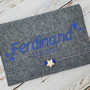 U-Heft Hülle aus Filz hellgrau oder dunkelgrau, U Heft Hülle personalisierbar, U Heft Hülle mit Impfpass,U Heft Hülle für Jungen und Mädchen