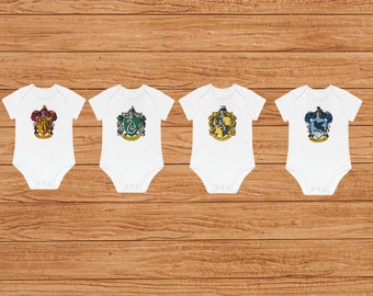 Wizarding Short Sleeve Bodysuit, Wizard house choice, Baby suit