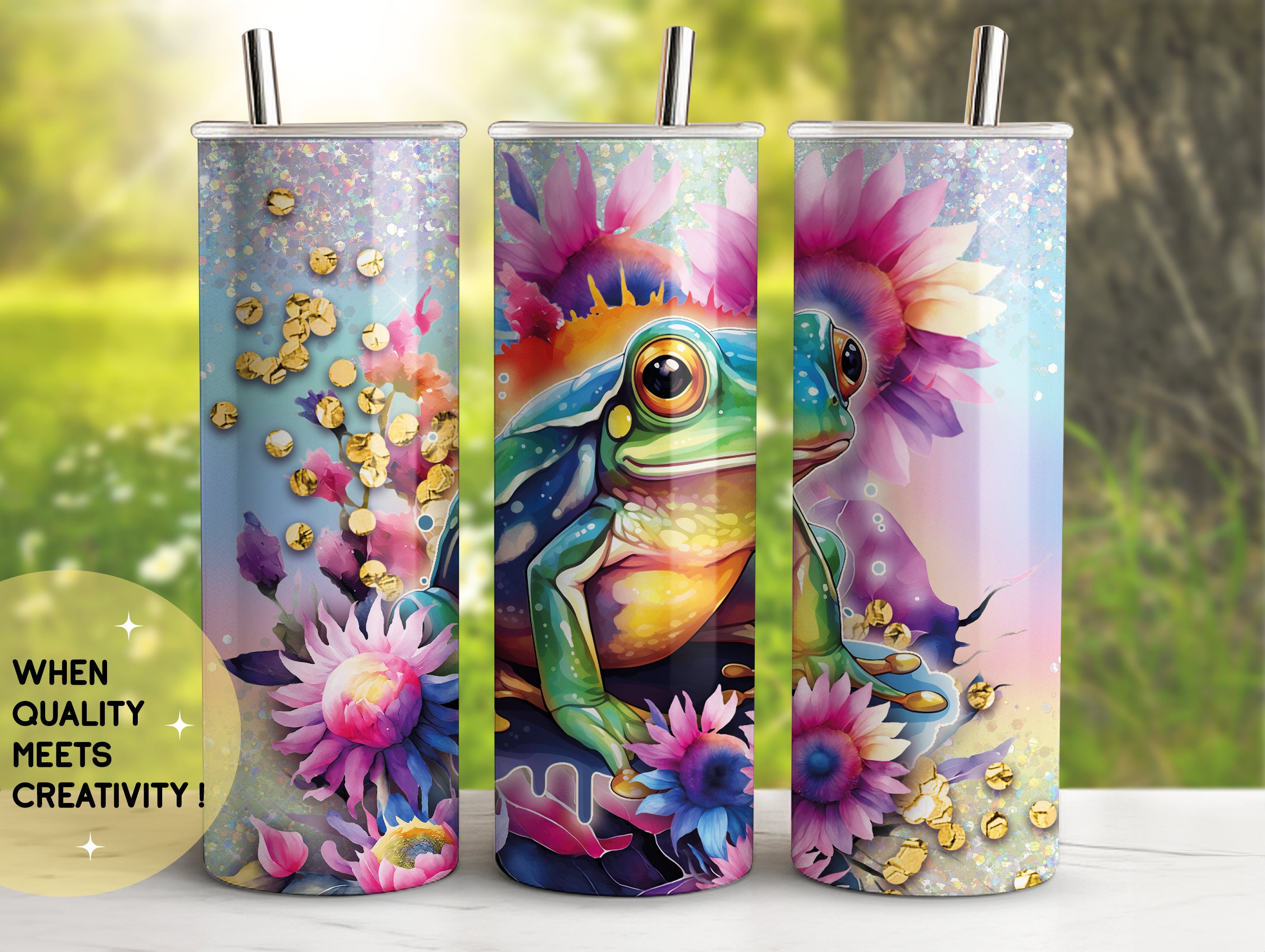 Cute Frog Watercolor Tumbler Wrap PNG 20 Oz Skinny Tumbler Sublimation ...
