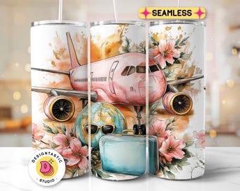 Envoltura para vaso de 20 oz para amantes de los viajes, diseño de World Traveller PNG Vaso delgado para viajes de chicas, descarga digital de Traveler para viajes de vacaciones