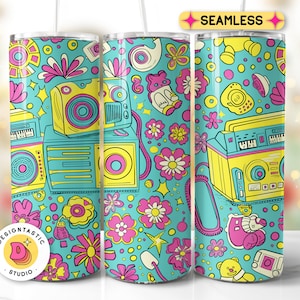 Retro Nostalgic Eighties 80s Baby 1980s Made Me 20oz Tumbler Wrap PNG Design Instant Digital Download Sublimation Tumbler for 90's Lovers