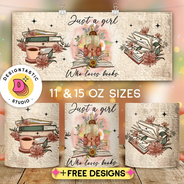 11 and 15oz PNG Mug Design For Book Lover, Sublimation Print, Reading Digital Download File, Full Wrap Design For Coffee Mug, Mug Press PNG