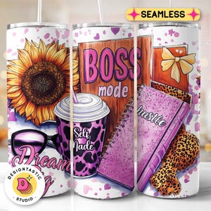 Boss Mode Tumbler Wrap, Donna imprenditrice 20 oz Skinny Sublimation Tumbler Design Ispirazione Donna imprenditrice Sublimazione Design