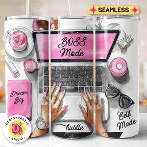 Boss Mode Tumbler Wrap, Donna imprenditrice 20 oz Skinny Sublimation Tumbler Design Ispirazione Donna imprenditrice Sublimazione Design