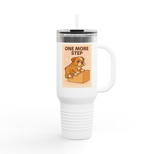 de voyage isolée bouledogue mignon | Gobelet à café, cadeau pour amoureux des animaux de compagnie, tasse de voyage amusante, verres 40 oz, conception One More Step