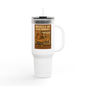 Motivational Bulldog Insulated Travel Mug | 40oz | Perfect for Gym, Outdoor Adventures, and Daily Hydration | Unique Gift for Fitness.