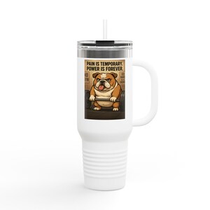 Divertida taza de viaje con aislamiento de bulldog, 113 ml. Ideal para amantes del café, dueños de mascotas, regalos motivacionales, amantes de los perros, artículos para beber bonitos.