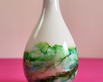 Single Green & Bronze "Forest Fairy" Ombre Bud Vase - One colour + One Metallic - Home Décor, Wedding Decoration, Gift