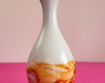 Single Orange & Silver "Autumn Vibes" Ombre Bud Vase - One colour + One Metallic - Home Décor, Wedding Decoration, Gift