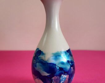 Single Blue & Silver "Twilight" Ombre Bud Vase - One colour + One Metallic - Home Décor, Wedding Decoration, Gift