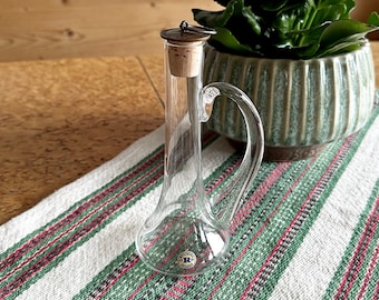 Vintage Reijmyre Sweden Hand Blown Glass Carafe - 1980s Olive Oil Vinegar Bottle