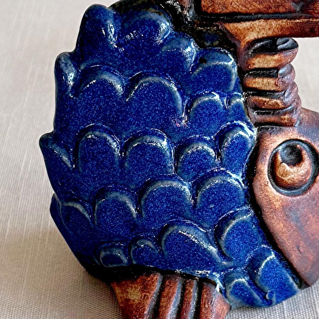 Vintage 1960s Ego Stengods Fish Figurine: Willi Fischer Blue