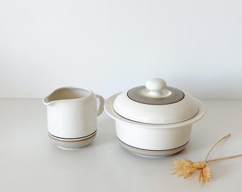 Vintage jaren 1970 Arabia Finland Seita Arctica creamer suikerpot keramische set