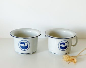 Vintage 1979 Gustavsberg Sweden Ming Creamer Sugar Bowl Set Stig Lindberg