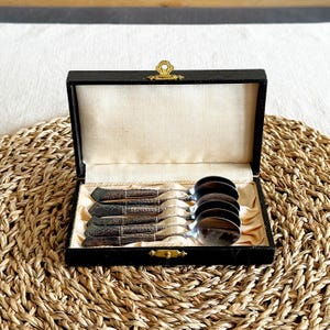 Vintage 1950s Silver-Plated Demitasse Spoons – Set of 6 in Original Box – PRIMA NS ALP. Import – Scandinavian Coffee Cutlery