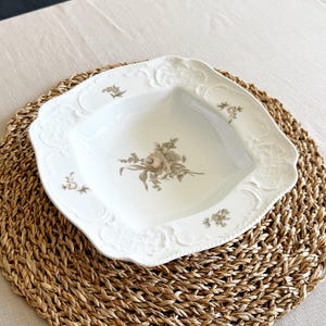 Assiette creuse en porcelaine blanche de Rosenthal Sanssouci, Allemagne, vintage des années 1960, vaisselle allemande élégante à motif de roses brunes