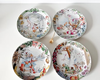 Ensemble d'assiettes murales Four Seasons Seltmann Weiden vintage des années 1970, Bavière, Allemagne