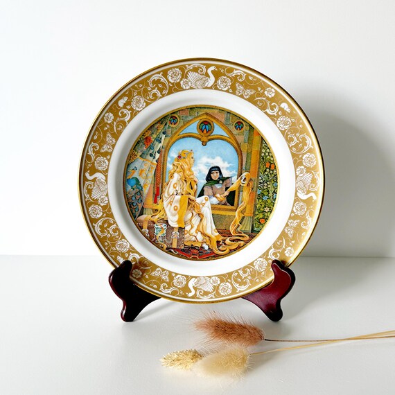 FRANKLIN PORCELAIN 花の妖精 磁器製ベルコレクション Vintage 1978 Franklin Porzellan Plate Rapunzel Grimm Brothers