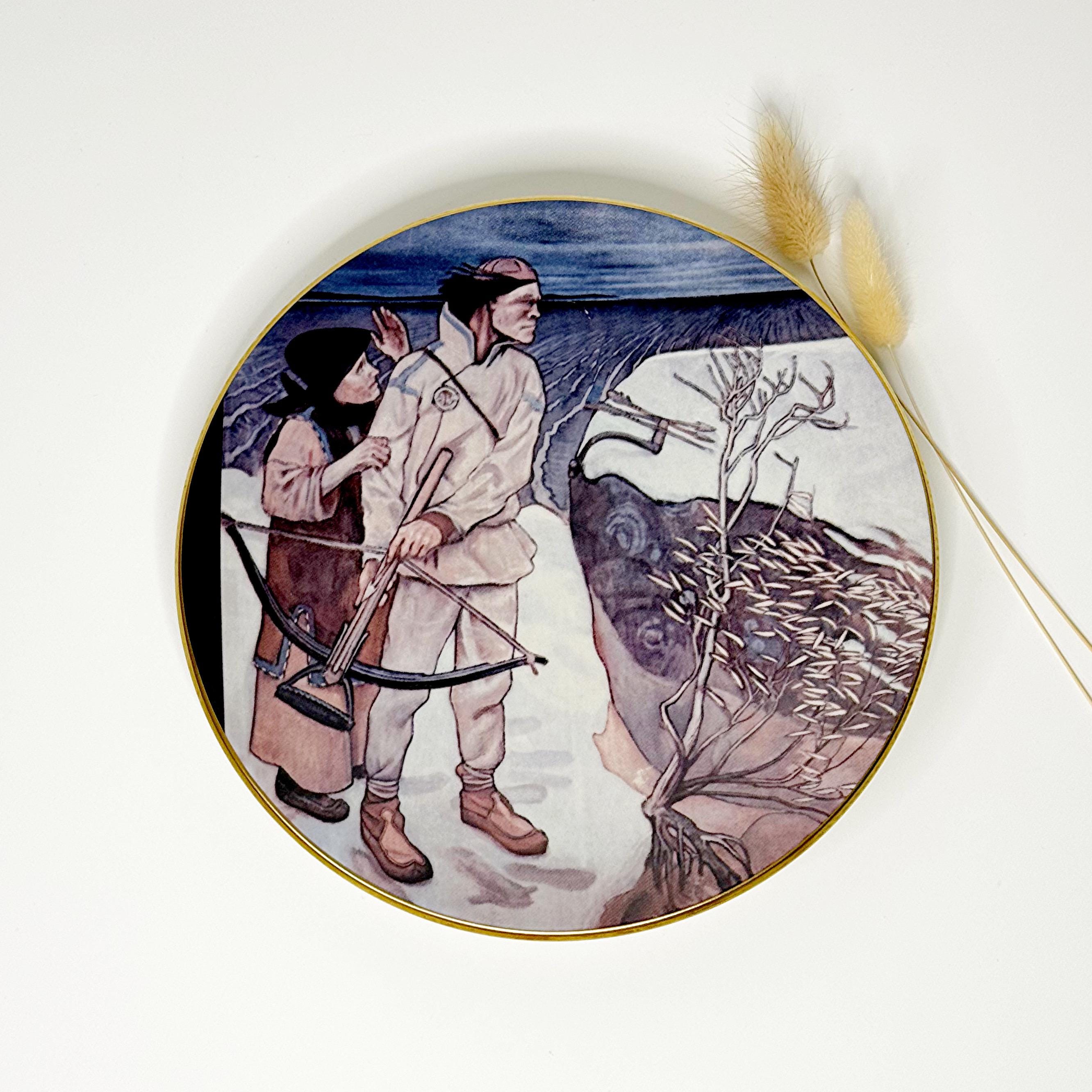 Vintage 1980s Arabia Finland Kalevala Wall Plate Joukahainen's