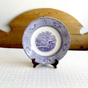 Antique 1870s Gustavsberg Sweden Carrara Collection Deep Soup Lavender Transware Plate