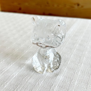 Vintage 1970er Jahre Eda Glasbruk Sweden Kristall Katze Briefbeschwerer, Glas Figur