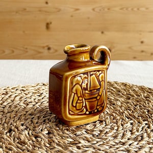 Vintage 1960s Michael Andersen Bornholm Denmark Pottery Pitcher Folk Art Relief Small Ceramic Jug Rustic Mid Century Decor