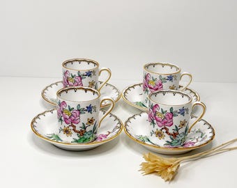 Vintage 1950s Tuscan England Espresso Cups and Saucers Set of 4