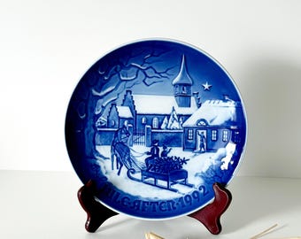 Piatto natalizio vintage 1992 Bing e Grøndahl Danimarca Il Natale del pastore Jørgen Nielsen