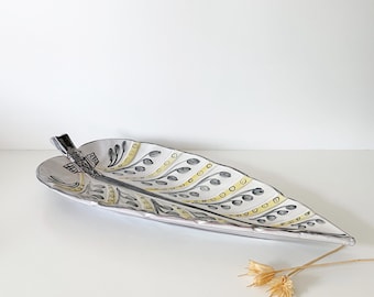 Vintage 1960s Laholm Keramik Sweden Leaf Platter Olof Larsson