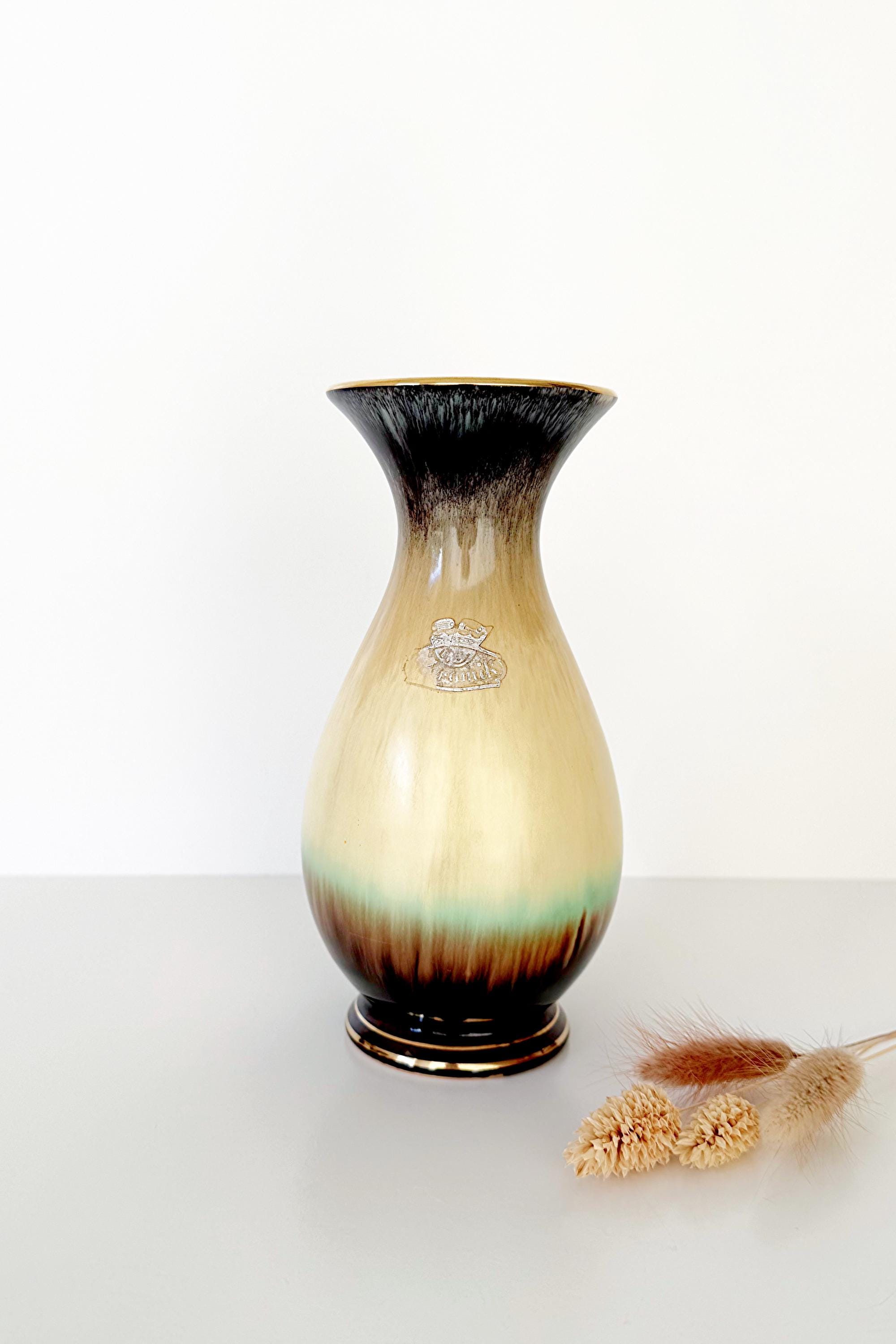 Vintage 1960s Bay Keramik Vase 534-18 West German Pottery Brown