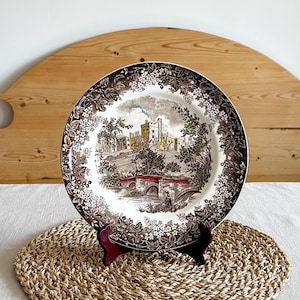 Vintage 1960s J&G Meakin Ironstone Plate – Haddon Hall Derbyshire – Romantic England Series – Brown Transferware – English Wall Decor