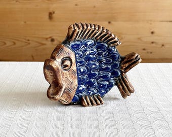 Ego Stengods Fischer, Sweden, Stoneware Ceramic Fish Figurine
