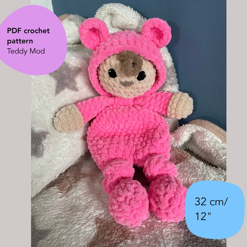 Teddy Bear Mod Baby Charlie Crochet Pattern Baby in Bear Onesie Teddy