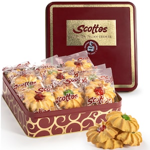 Scotto's Cookies Bakery Fresh-Cherry Cookies–Shortbread Cookies w/ Red & Green Candied Cherries Pack of 18 - Mothers Day Gift