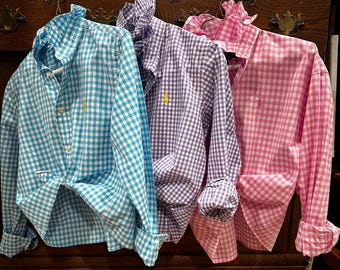 heirloom ruffle collar button down