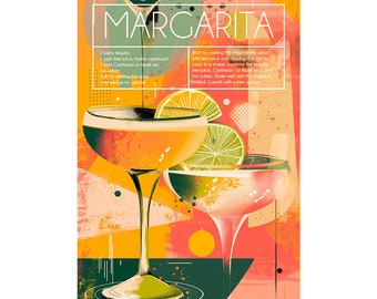 Downloadbaar blad 'Margarita Cocktail': Receptposter met kunst - 300ppi, print 21x30 cm