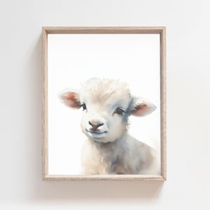 Baby Lamb Poster, Baby Sheep Nursery Print, Farm Animal Wall Art, Sheep Kid's Room Decor, Cute Sheep Print, Wall Decor