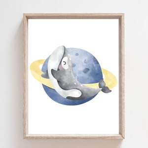 Orca Whale Print, Printable Wall Art, Beach Nursery Decor, Whale Nursery Decor, Kids Room Decor, Watercolor Whale Art, Celestial Nursery,
