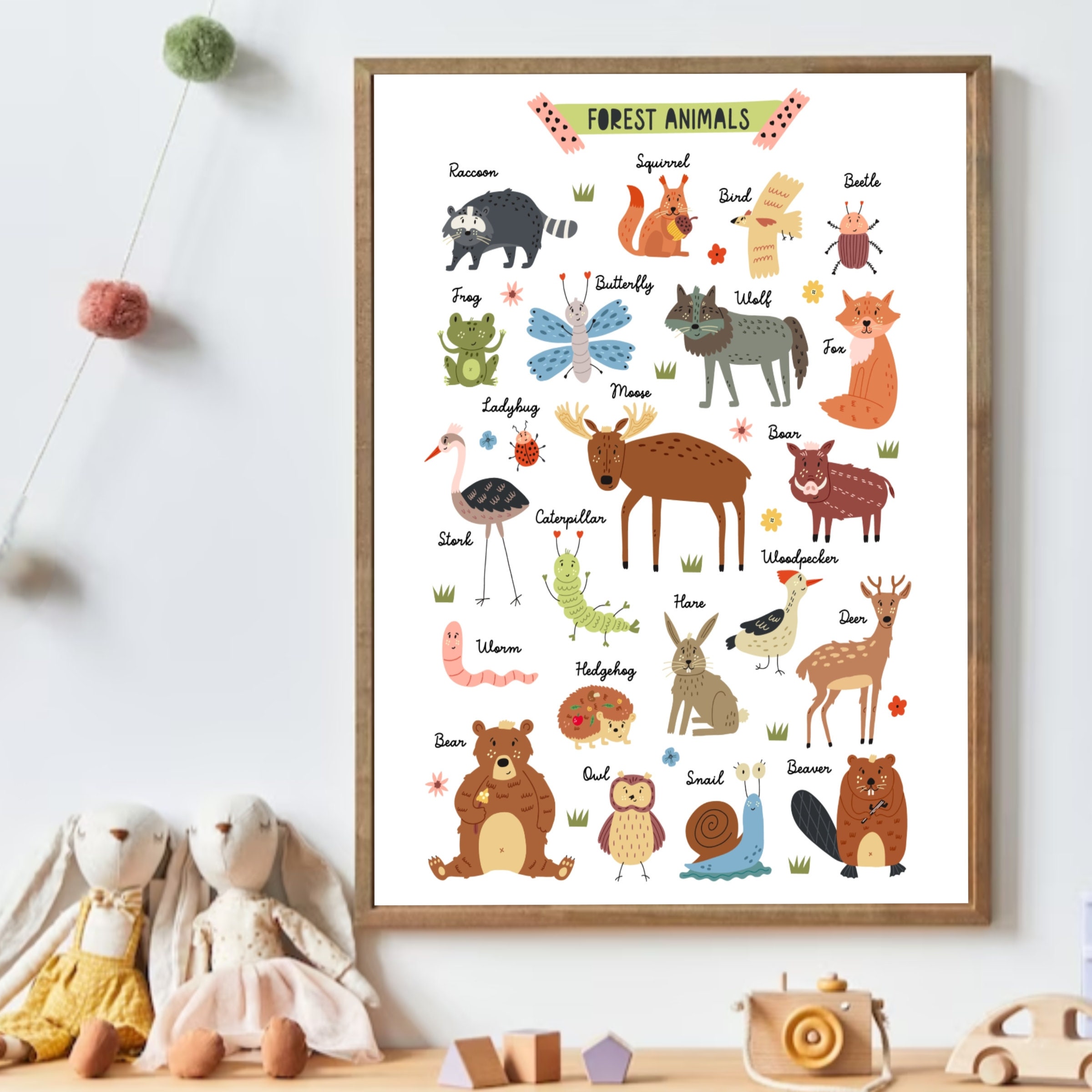 Woodland Animals Poster, Printable Wall Art, Forest Friends, Woodland ...