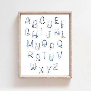 Alphabet Poster, Printable Wall Art, Planets, Alphabet Wall Poster, Kids Room Decor, Educational Print, Classroom Poster, Alphabet for kids