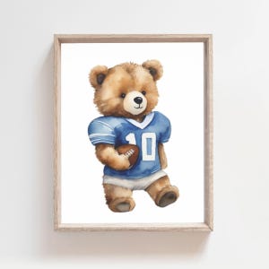 Football Print, Bear Football  Nursery Art, Football Wal Art, Sport Wall Art, Sports Decor, Sport Nursery Prints, Children&#39;s Room Decor