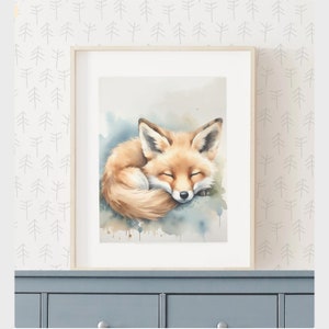 Baby Fox Wall Art, Fox Print, Nursery Wall Decor, Animal art, Woodland Nursery, Nursery Wall Art, Woodland Animal Prints, Kids Room Decor,