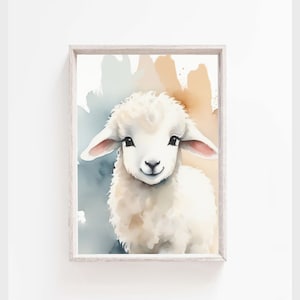 Baby Lamb Poster, Baby Sheep Print,  Nursery Print, Farm Animal Wall Art, Sheep Kid's Room Decor, Cute Sheep Print, Printable Wall Decor