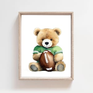 Football Nursery Art, Football Wal Art, Sport Wall Art, Football Decor, Sports Decor, Sport Nursery Prints, Print for children, Bear Print