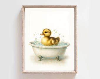 Impresión de pato en la bañera, arte divertido para el baño (descarga digital)