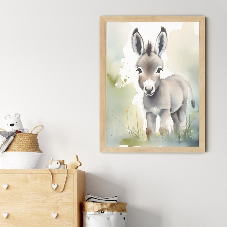 PRINTABLE Donkey Wall Art Printable, Nursery Decor Baby Farm Animal ...