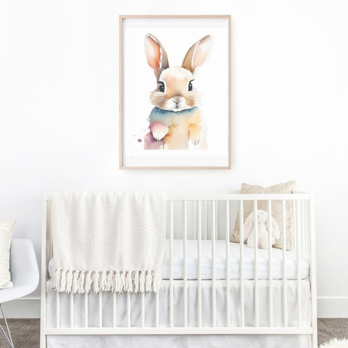 PRINTABLE Bunny Poster, Watercolor Bunny Art, Nursery Wall Decor, Kids ...