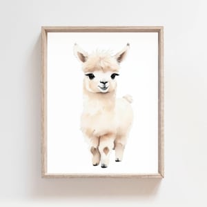 Printable Llama Poster, Watercolor Painting, Alpaca Poster, Wall Art, Baby Room Art, Animal Print, Nursery Decor, cute llama, Animal Nursery