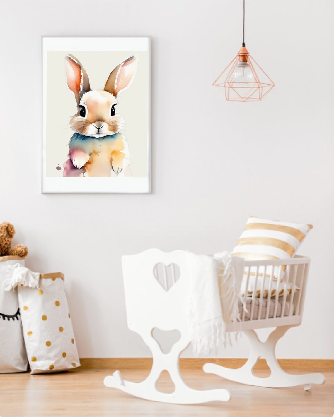 PRINTABLE Bunny Poster, Watercolor Bunny Art, Nursery Wall Decor, Kids ...